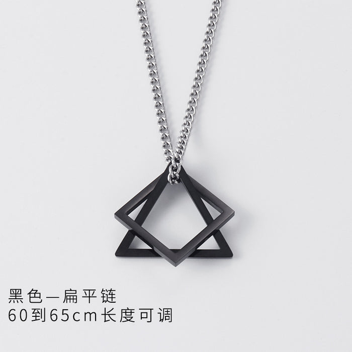 Wholesale Geometric triangle square combination titanium steel hip-hop necklace men's minimalist pendant accessory