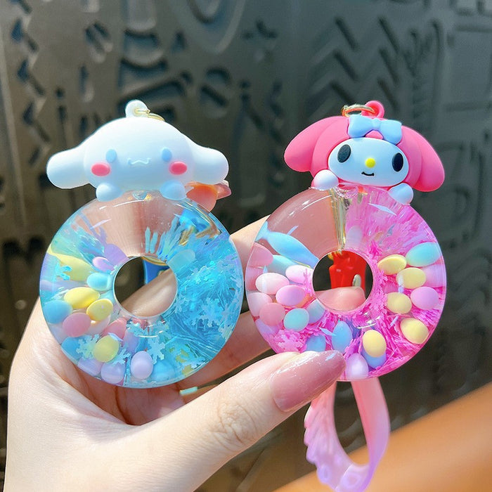 Wholesale Liquid Sand Swimming Ring Car Keychain Pendant