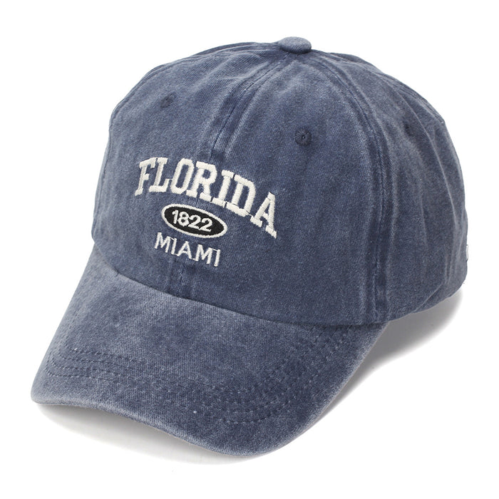 Wholesale Vintage Washed Cotton Baseball Cap with English Letter Embroidery Light Gray Sun Protection Hat