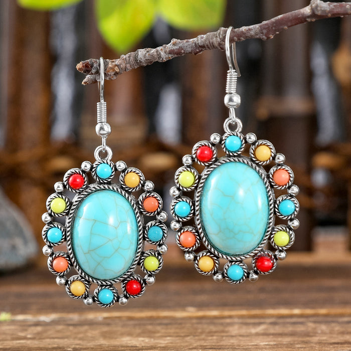 Wholesale Bohemian Geometric Turquoise Earrings Zinc Alloy Fashion Accessory MOQ≥2