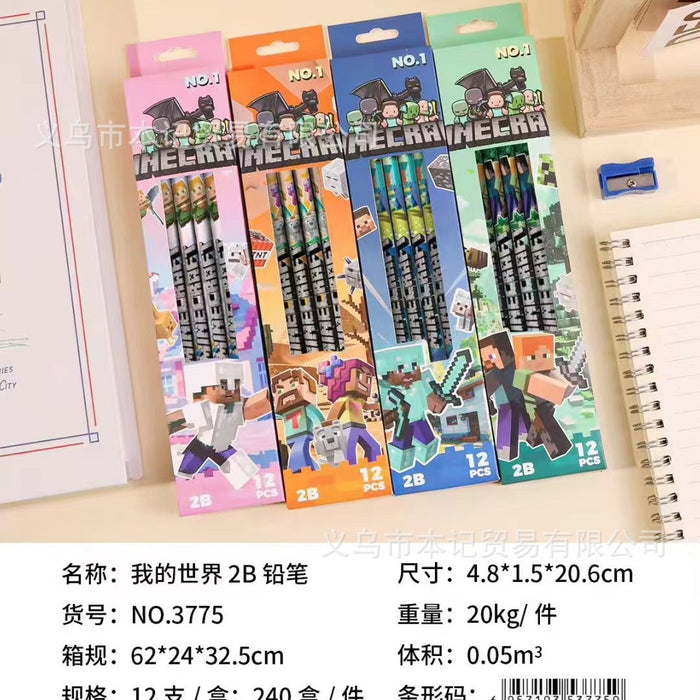 Wholesale Kpop Cartoon 12-Pack Wooden 2B Erasers and Pencils for Kindergarten Students