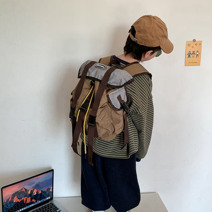 Wholesale Children's bag, contrasting color backpack, handsome outdoor travel, large capacity backpack, lightweight backpack