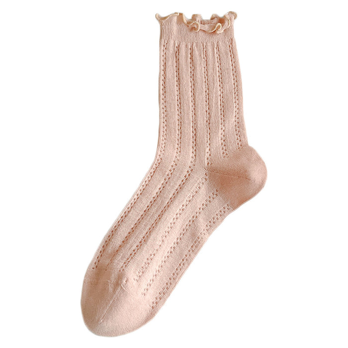 Wholesale Socks pile socks thin hollow mesh breathable mid tube socks