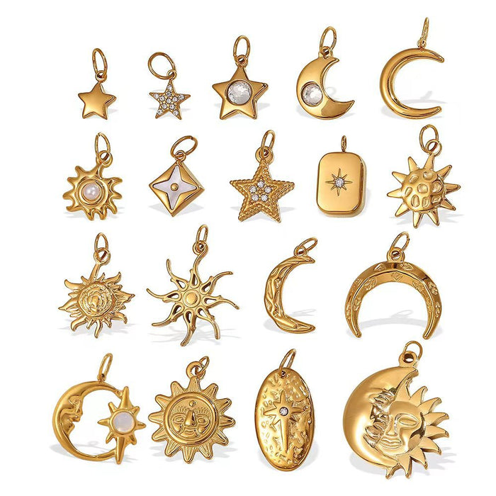 Wholesale Sun and Moon Element Stainless Steel Gold-Plated Pendant