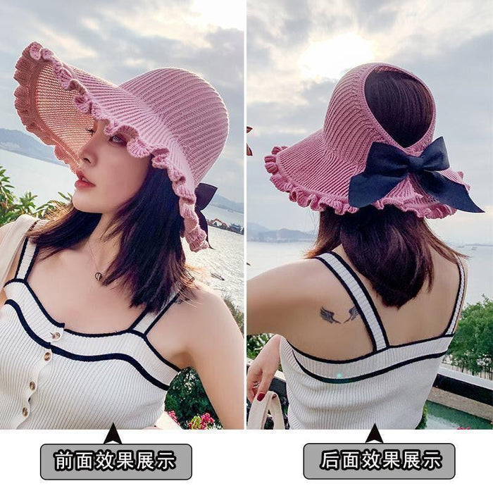 Wholesale Sun hat, foldable, sun hat, sun protection bow, versatile, empty top