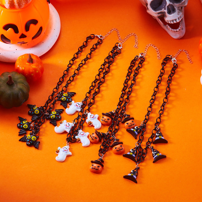 Wholesale Funny Necklaces  Creative Pumpkin Ghost Pendant Clavicle Chain Necklace