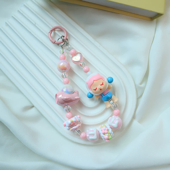 Wholesale Beaded Mobile Phone Chain Bag Pendant Girl Heart Cute Blind Bag Student Backpack Pendant