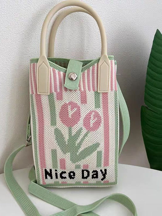 Wholesale Cute Cartoon Knitted Mobile Phone Bag  Easiest for Match Shoulder Bag Coin Crossbody Portable