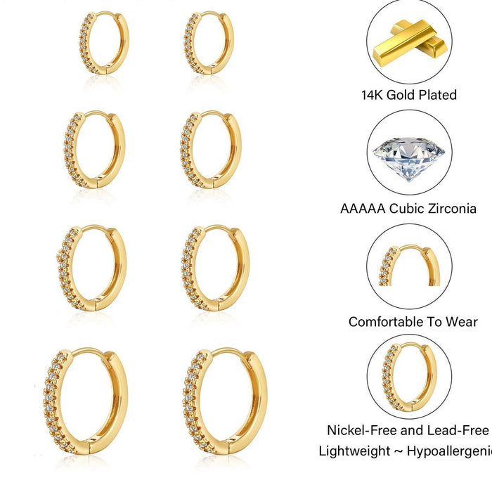 Wholesale Electroplating simple zircon inlaid circle fashionable women's ear ring four piece set