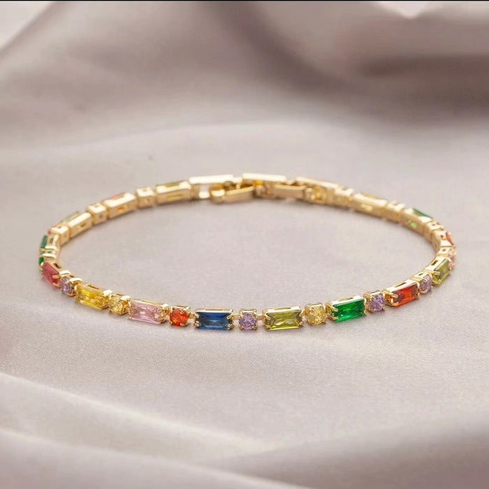 Wholesale Alloy Synthetic Color Zircon Bracelet Colorful Bracelet