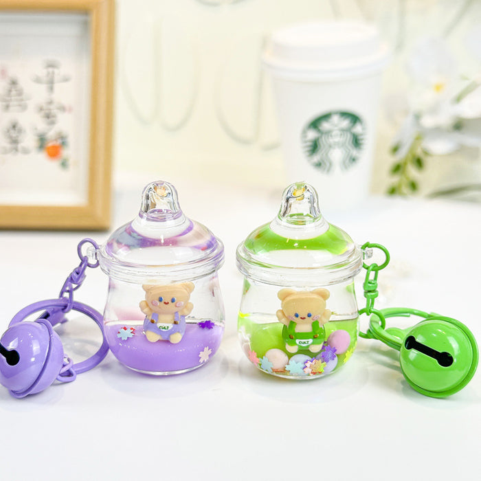 Wholesale bottle bear key chain bag pendant cute bear key chain small jewelry