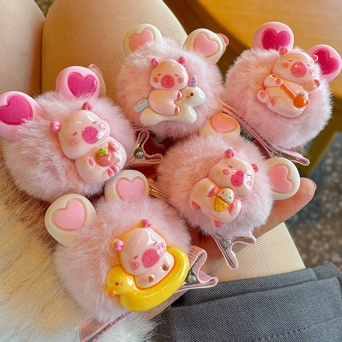 Wholesale 5pcs/ pack Cute Ear Hair Ball Headdress  Grabber Top Clip Little Girl Baby Korean Hairpin Hairpin