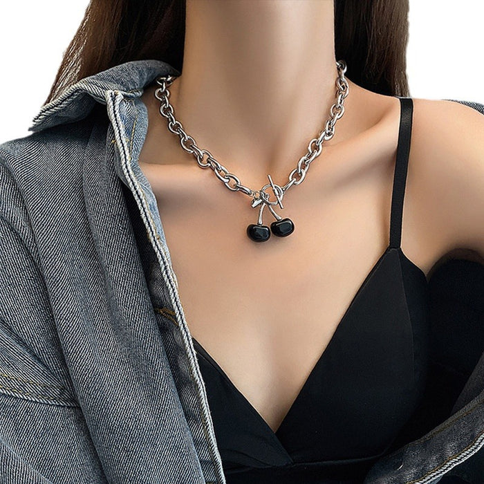 Wholesale Black Cherry Necklace Clavicle Chain Retro Elegant Clavicle Necklace