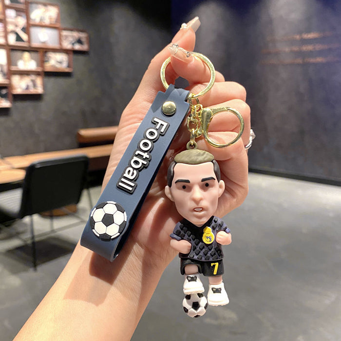Wholesale Metal Soccer Star Cartoon Keychain Decorative Car Key Accessory MOQ≥2