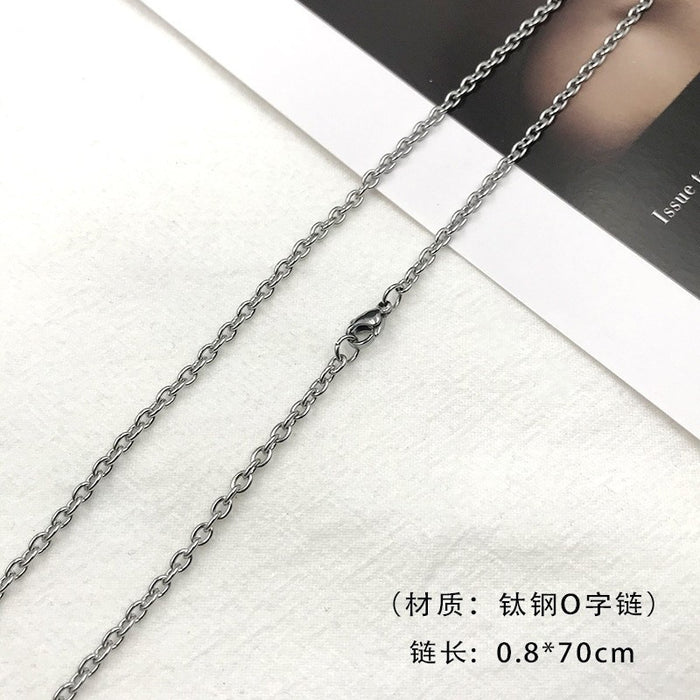 Wholesale Stainless steel square pearl necklace, titanium steel jewelry with chain, thick chain, men's snake bone chain, plain chain, simple