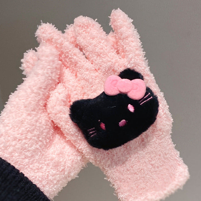 Wholesale Winter Warm Cat Coral Fleece Gloves