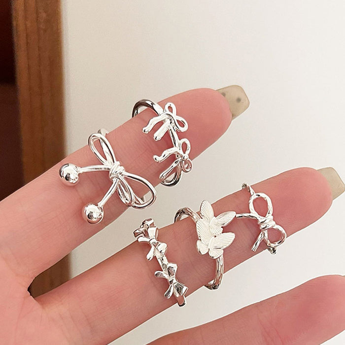 Wholesale Simple geometric lines, versatile layering, open mouth ring, index finger ring