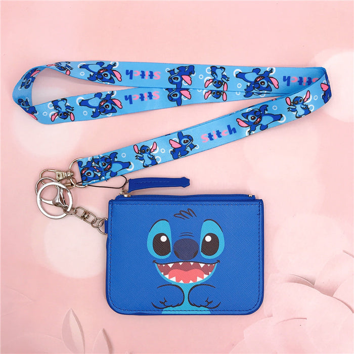 Wholesale PU Cartoon Printing with Key Chain Lanyard Card Holder Coin Purse JDC-WT-YaLL017