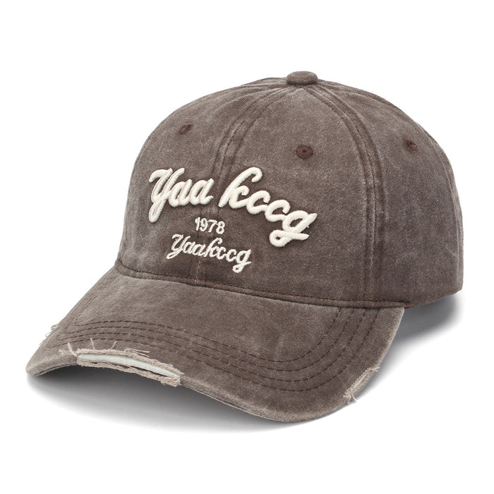 Wholesale Vintage Distressed Baseball Cap,  Embroidered Curved Brim,  Unisex Street Style Sun Hat for Fashion Accessory Resale