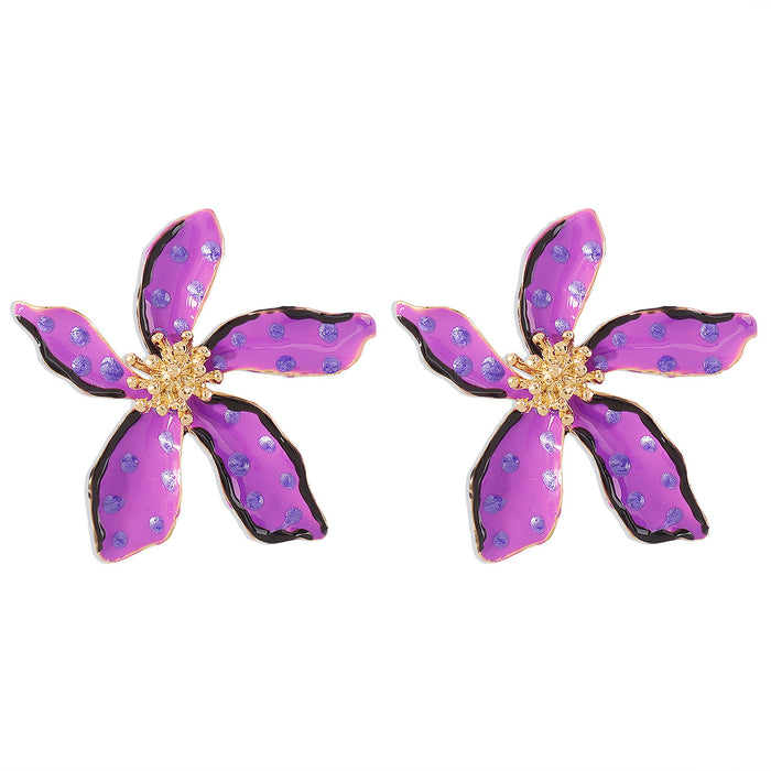 Wholesale Alloy Drop Oil Flower Polka Dot Earrings JDC-ES-QianDi028