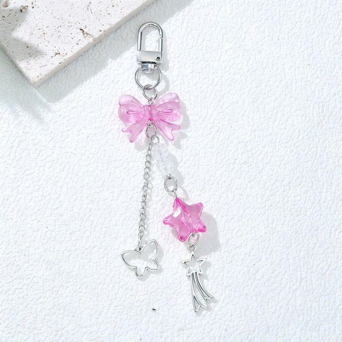 Wholesale Sweet Cool Style Acrylic Bow Star Pendant Keychain Fashion Accessory Gift for Women