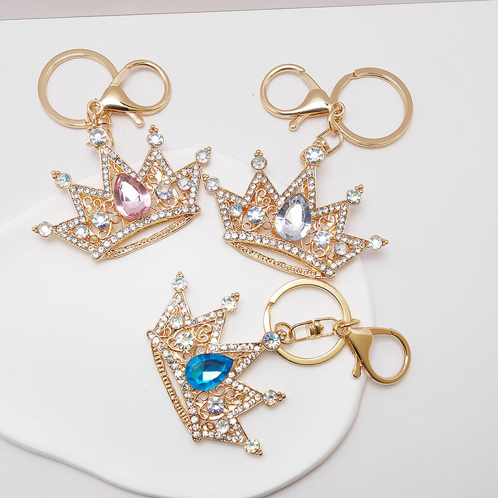 Wholesale Zinc Alloy Crystal Crown Keychain Stylish Car Key Accessory MOQ≥2