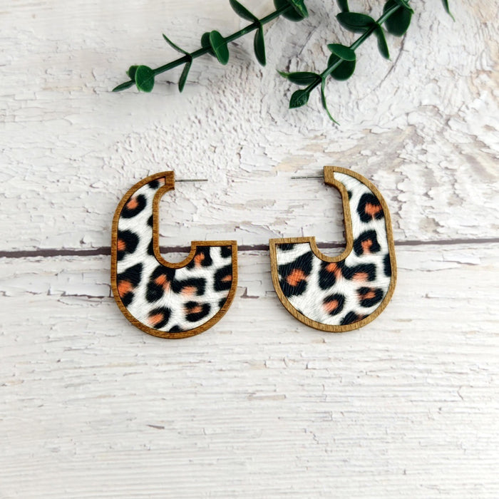 Wholesale Wood-cut Double-layer Leather Leopard Earrings Exaggerated Vintage Distinctive Grape String Earrings