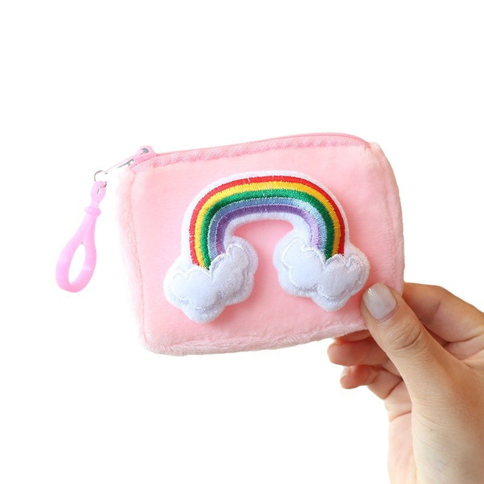 Wholesale New Square Candy Color Rainbow Card Holder Keychain Bag Hanging Women' s Small Wallet Student Mini Storage Bag
