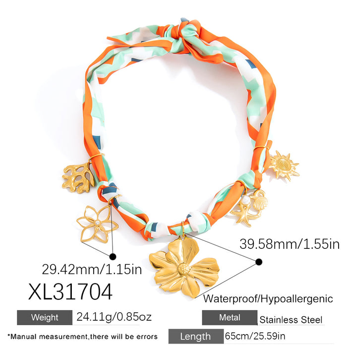 Wholesale Titanium Steel Necklace  Gold Accessible Luxury High-End Sun Flower Silk f Titanium Steel Color-Preserving Clavicle Chain Necklace