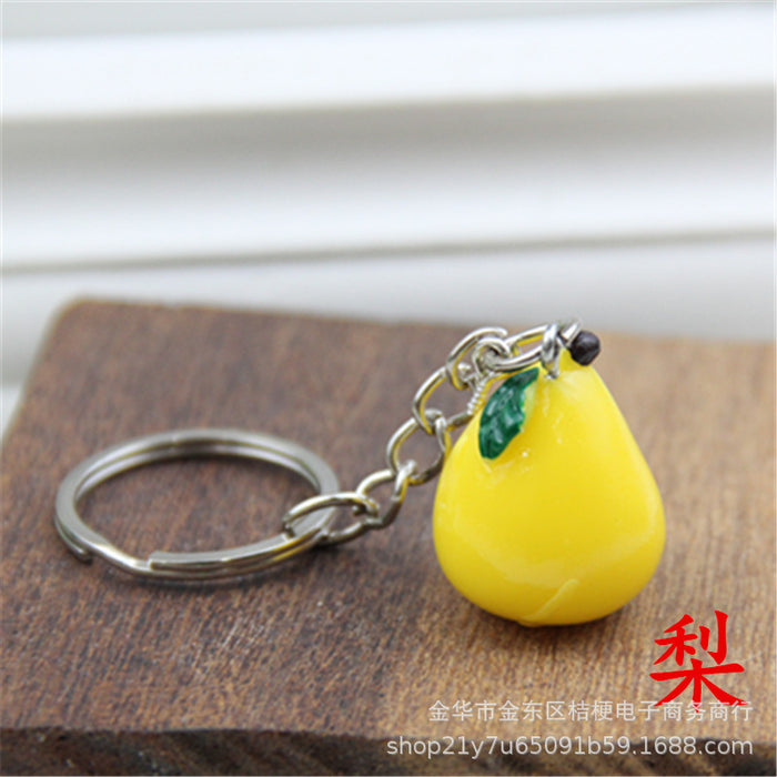 Wholesale Creative Resin Fruit Keychain Simulated Strawberry Grape Pomegranate Watermelon MOQ≥10