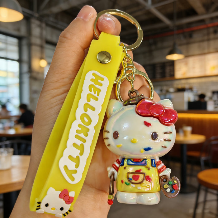Wholesale Electroplated cartoon cat silicone keychains