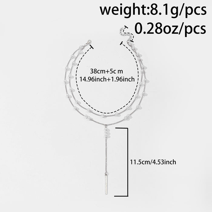 Wholesale Pearl Sweater Chain Necklace Geometric Choker Multi-Layer Zinc Alloy Jewelry