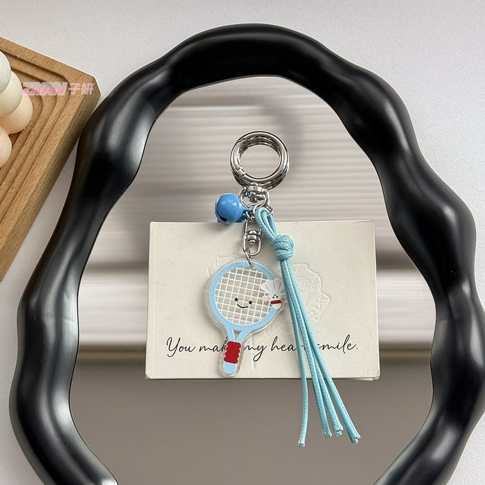 Wholesale cartoon humanoid table tennis badminton football key chain schoolbag key chain