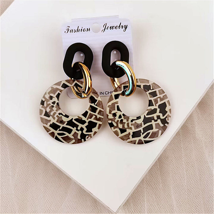 Wholesale Acrylic Geometric Leopard Circle Earrings JDC-ES-ChouD011