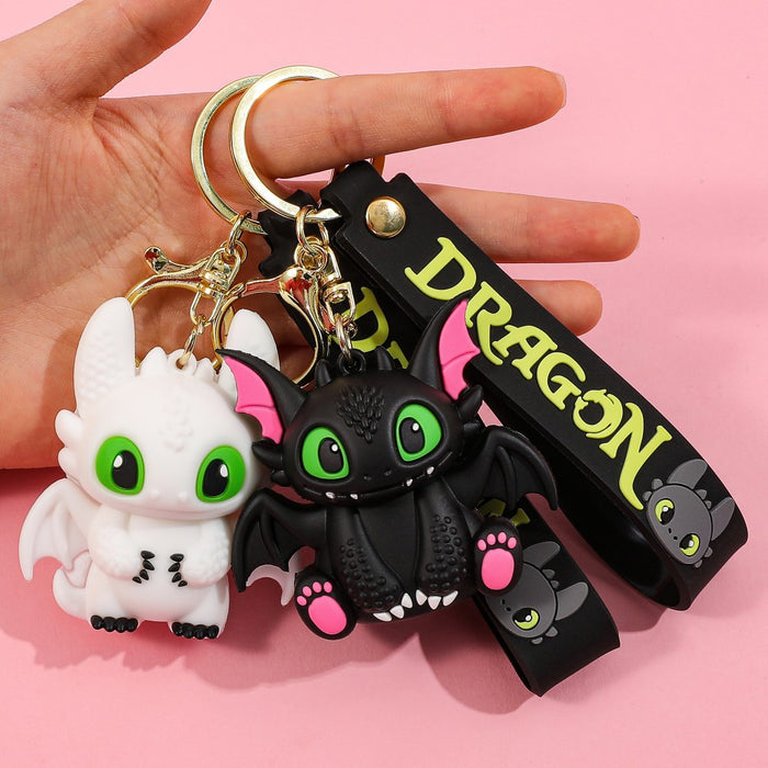 Wholesale Cartoon Black and White Little Flying Dragon Keychain Pendant Soft Plastic Cute Doll Accessories Luggage Pendant