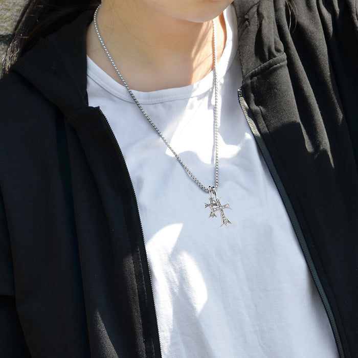 Wholesale  Full Diamond Double Cross Necklace Personality Retro  Chain  Jewelry Necklaces