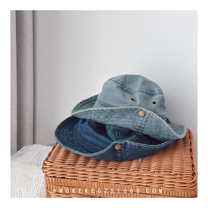 Wholesale Minimally designed children's cowboy fisherman hat, outdoor hiking hat, sun visor hat, large eave basin hat