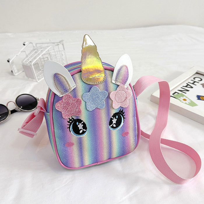 Wholesale Unicorn embroidered rainbow children's bag crossbody bag baby girl small schoolbag shoulder bag