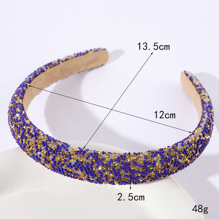 Wholesale Colorful Full Diamond Headband High-End Versatile Dopamine Color Headband Shiny Pearl Headband Hair Accessories