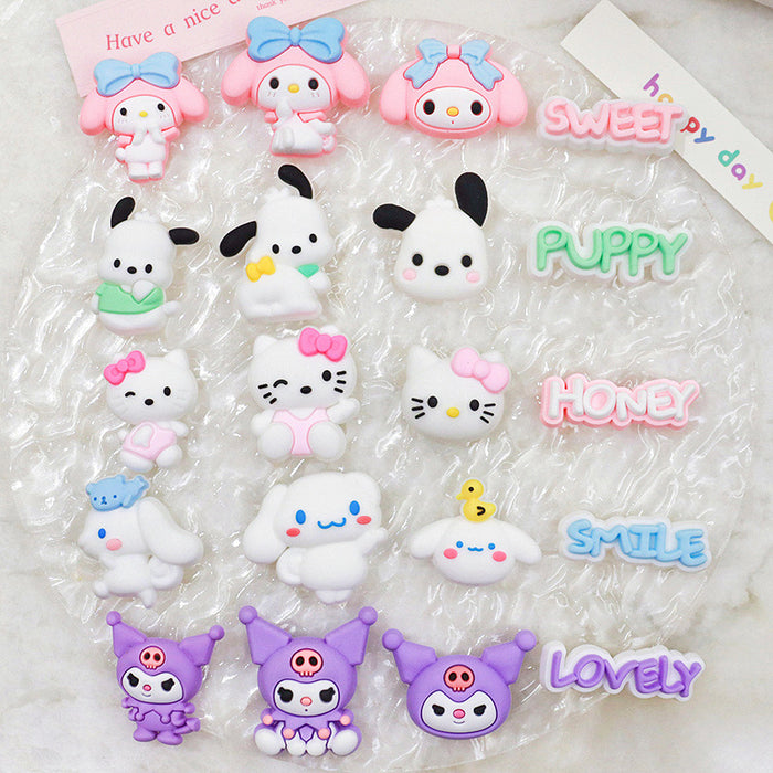 Wholesale 10pcs Cartoon Slippers Accessories Phone Case PIAD Set Hairpin Decorative PVC Soft Adhesive Patch