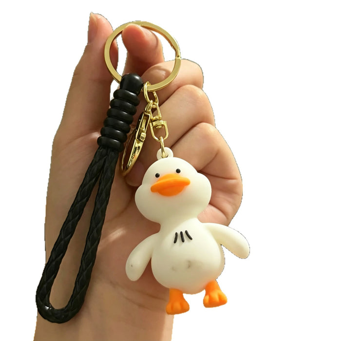 Wholesale Cute Happy Duck Silicone Keychain Bag Charm Car Key Accessory for Couples