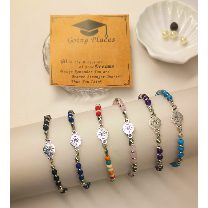 Wholesale New Compass Bead Bracelet Gift with Card