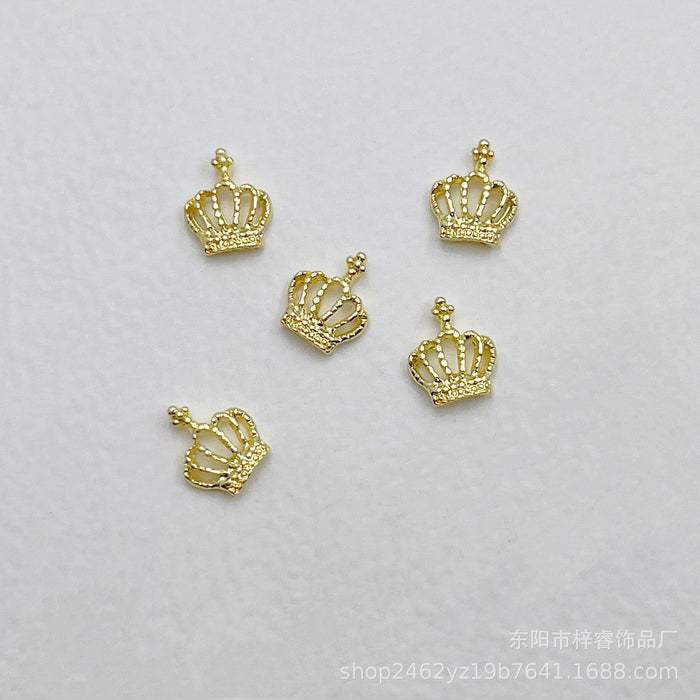 Wholesale Crown nail accessories, simple and three-dimensional metal nail accessories, alloy nail stickers