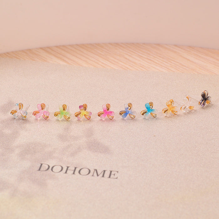 Wholesale Yumo Colored Clover New Earnail Mixed Resin Earring Set Simple