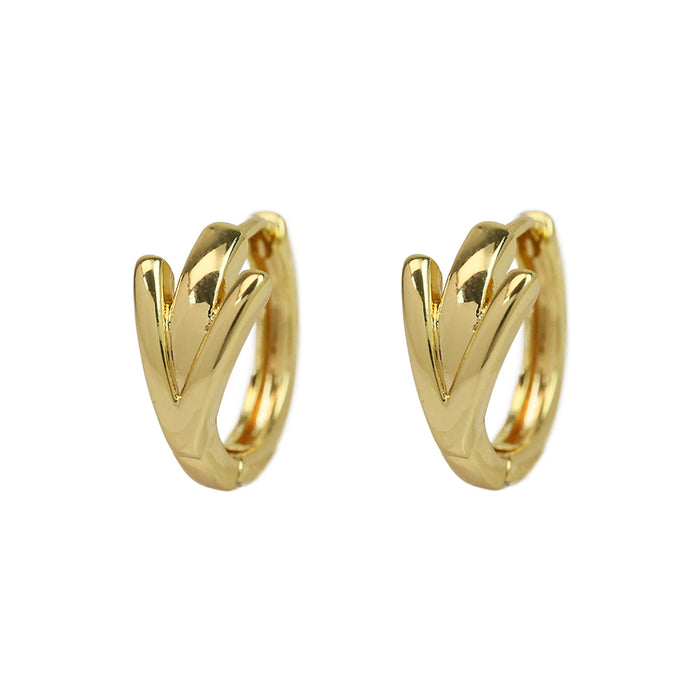 Wholesale  18k gold high-polished brass simple 26 English letters earrings