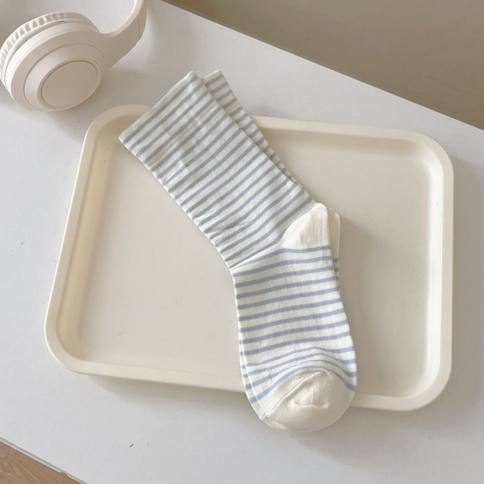 Wholesale Striped socks, mid tube socks, thin and minimalist long socks