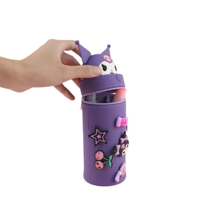 Wholesale Trendy Cartoon Hole Pencil Case Silicone Student Stationery minimum quantity：10