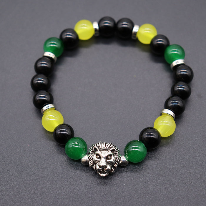 Wholesale Yellow Green Red Black Jamaica Stretch Bracelet Letter Resin Black Gallstone Wooden Beads Jamaica