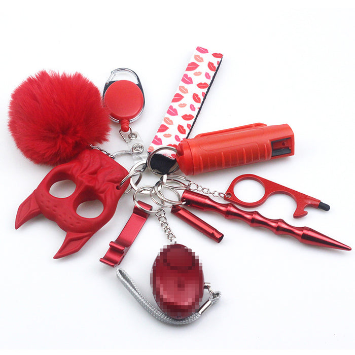 Wholesale Plastic Hair Ball Multifunctional 10-piece Keychain JDC-KC-TouMS062