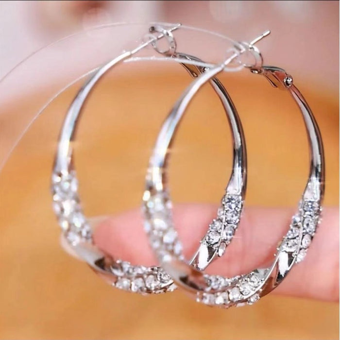 Wholesale Diamond high-end ear rings, large ring earrings, ear buckles, fashionable and versatile earrings